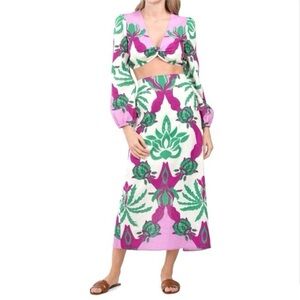 Caroline Constas linen blend beach resort skirt set women’s x-small